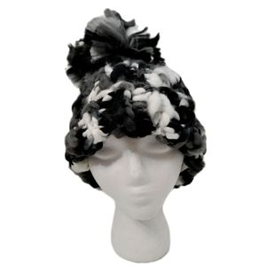 Thick Spun Big Knit Tassle Beanie Gray Black White